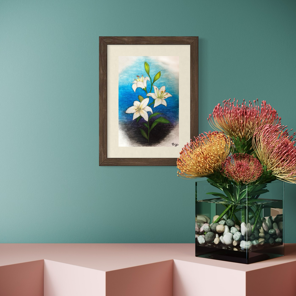 Tomb Flowers - Original Watercolor Pencil Painting