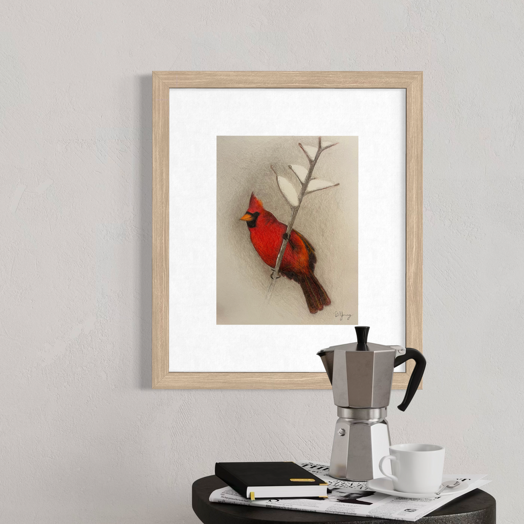 Northern Cardinal - Original Watercolor Pencil Painting