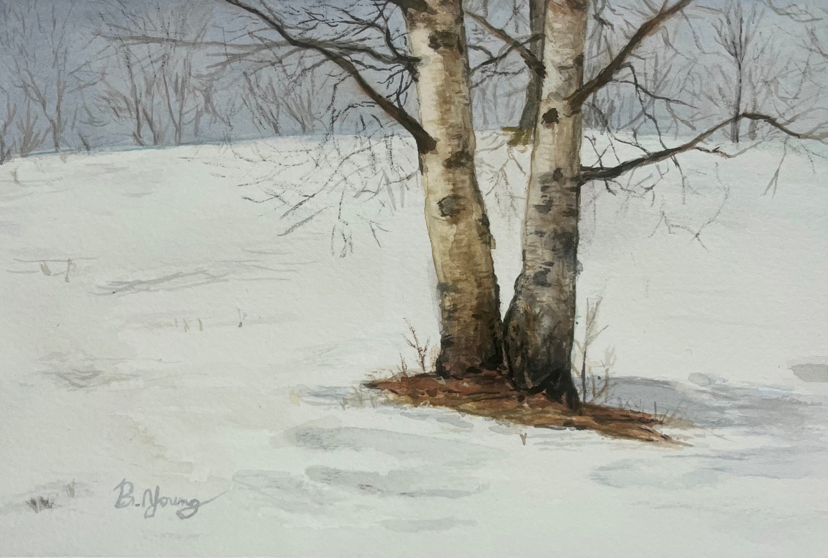 Winter Birch - Original Watercolor Painting