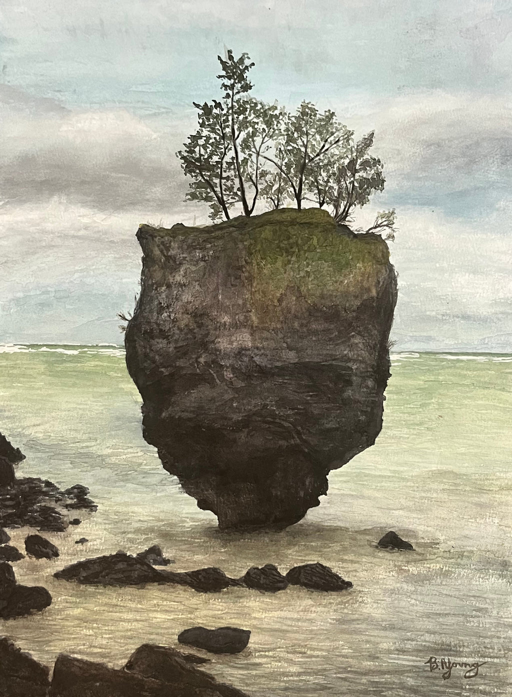 Erie Rock II - Original Watercolor Painting