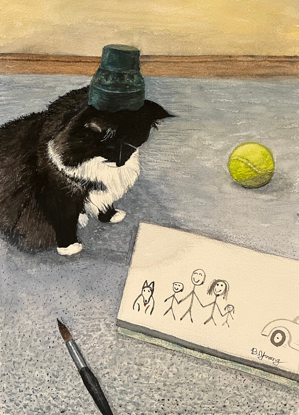 The Artist's Assistant - Original Watercolor Painting