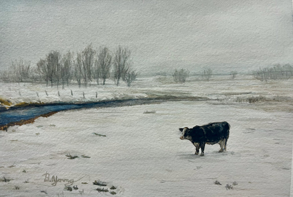 Winter Pasture - Original Watercolor Painting