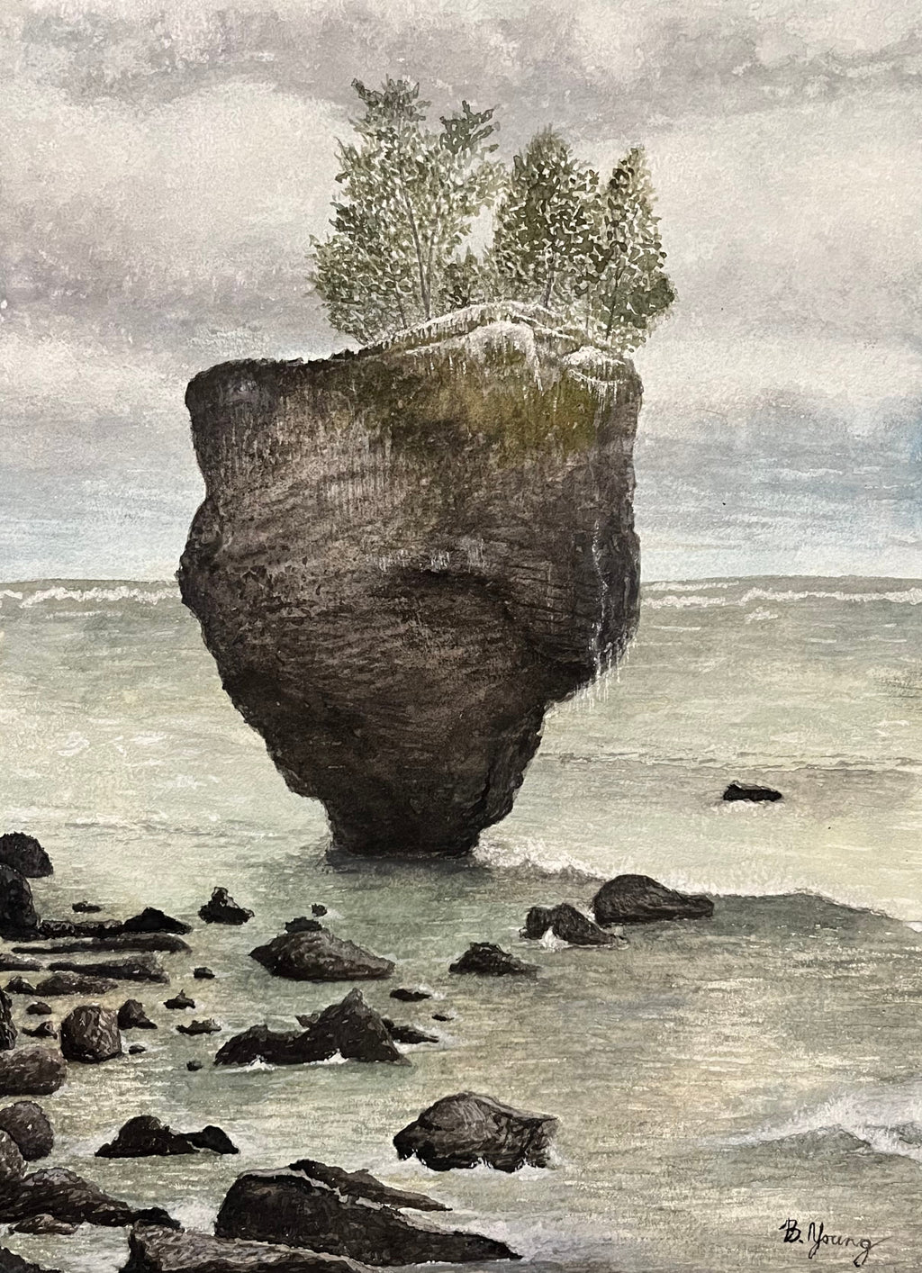 Erie Rock - Original Watercolor Painting