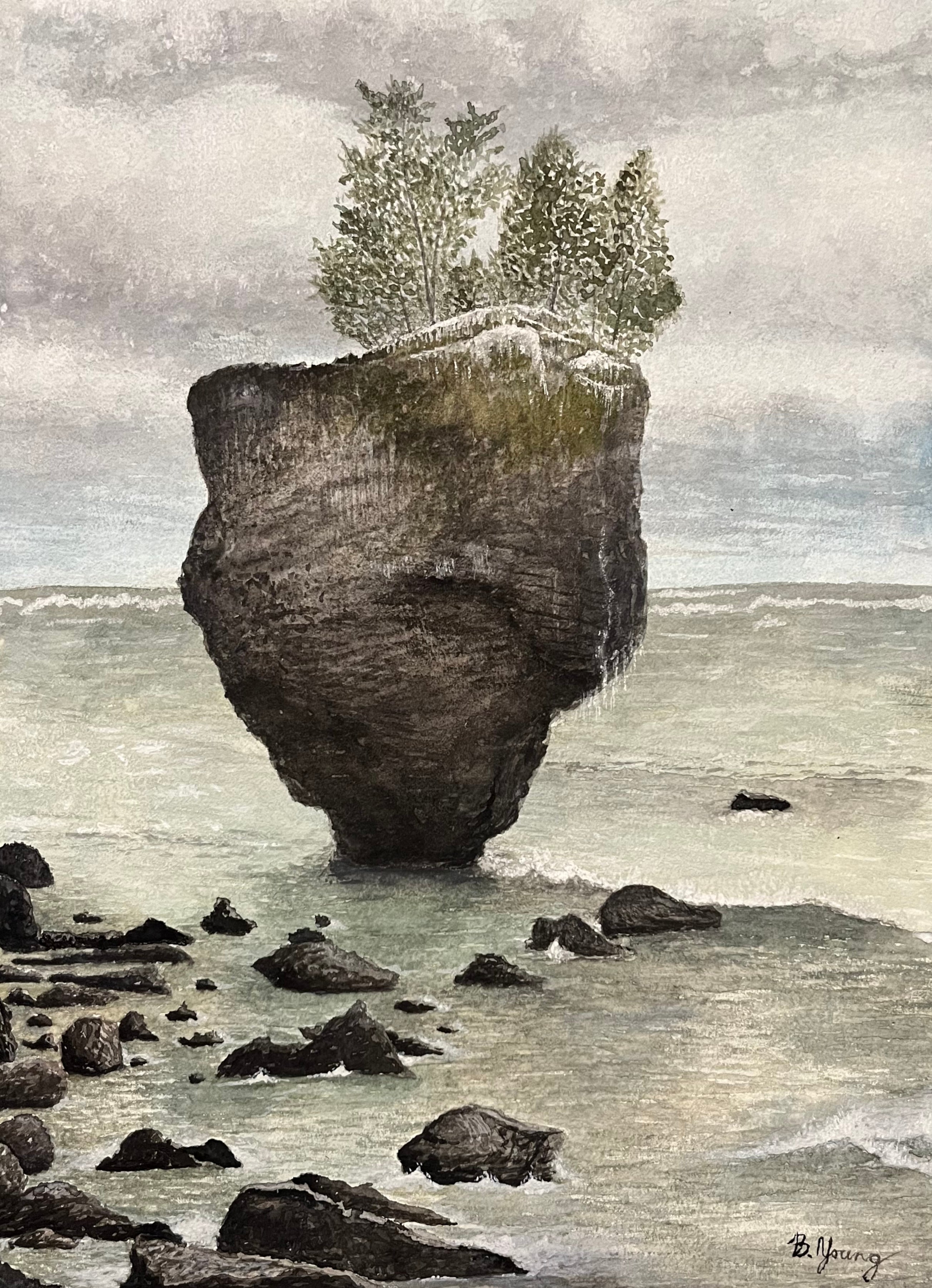 Erie Rock - Original Watercolor Painting